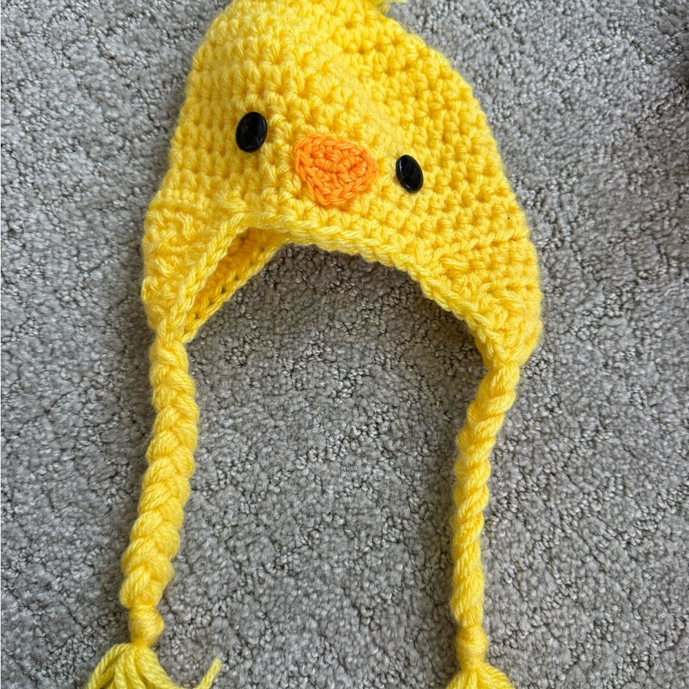 Yellow Crochet Duck Beanie for Kids